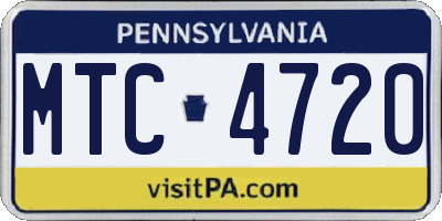 PA license plate MTC4720