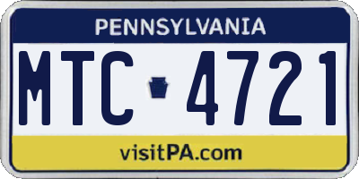 PA license plate MTC4721