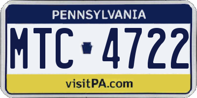 PA license plate MTC4722