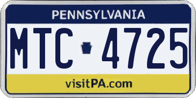 PA license plate MTC4725