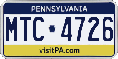 PA license plate MTC4726