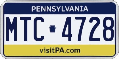 PA license plate MTC4728