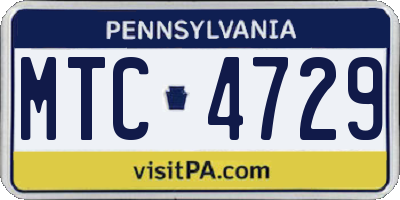 PA license plate MTC4729