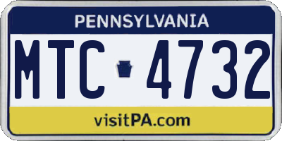 PA license plate MTC4732
