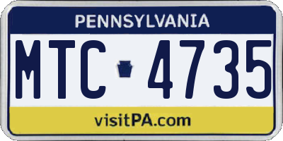 PA license plate MTC4735