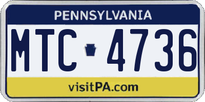 PA license plate MTC4736