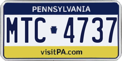 PA license plate MTC4737