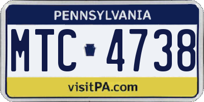 PA license plate MTC4738
