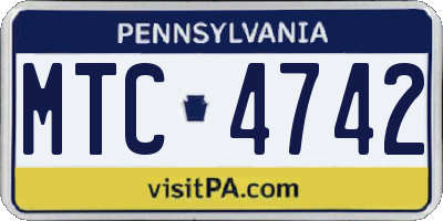 PA license plate MTC4742