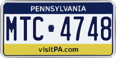 PA license plate MTC4748