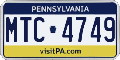 PA license plate MTC4749