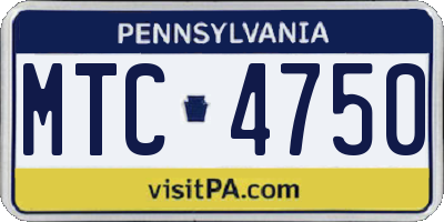 PA license plate MTC4750
