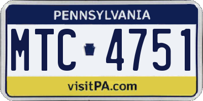 PA license plate MTC4751