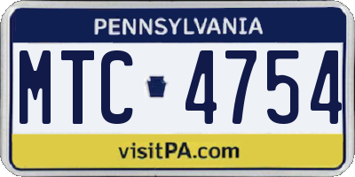 PA license plate MTC4754