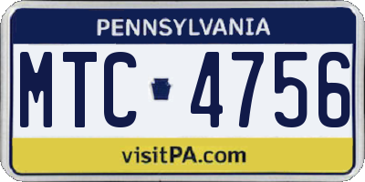 PA license plate MTC4756
