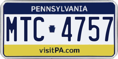 PA license plate MTC4757
