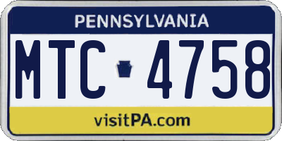 PA license plate MTC4758