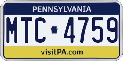 PA license plate MTC4759