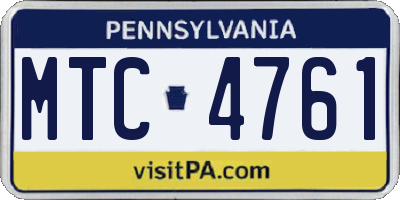 PA license plate MTC4761