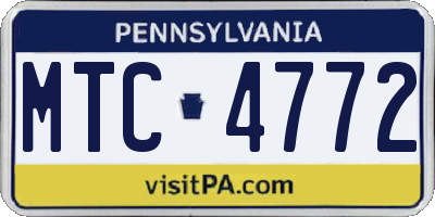 PA license plate MTC4772