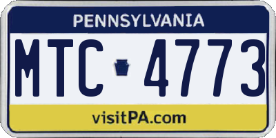 PA license plate MTC4773