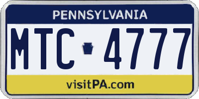 PA license plate MTC4777