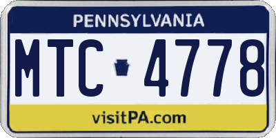 PA license plate MTC4778