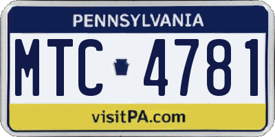 PA license plate MTC4781