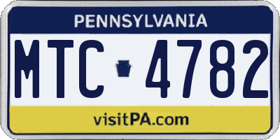 PA license plate MTC4782