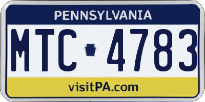 PA license plate MTC4783
