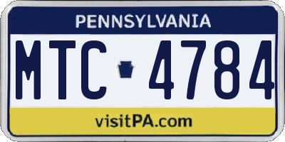 PA license plate MTC4784