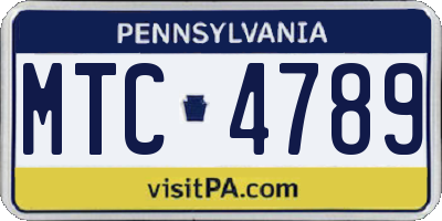 PA license plate MTC4789