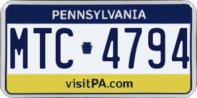 PA license plate MTC4794
