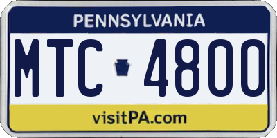 PA license plate MTC4800