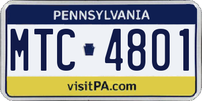 PA license plate MTC4801