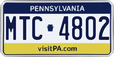 PA license plate MTC4802