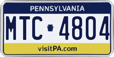PA license plate MTC4804