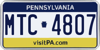 PA license plate MTC4807