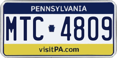 PA license plate MTC4809