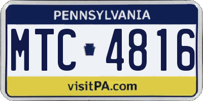 PA license plate MTC4816