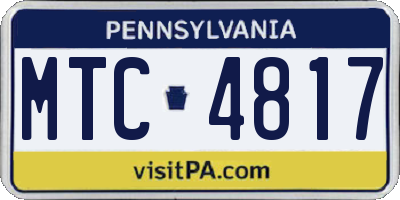 PA license plate MTC4817