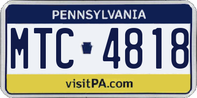 PA license plate MTC4818