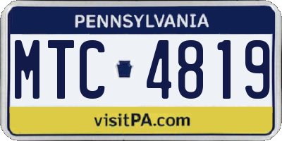 PA license plate MTC4819