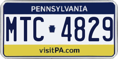 PA license plate MTC4829