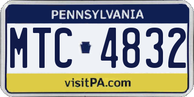 PA license plate MTC4832