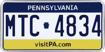 PA license plate MTC4834