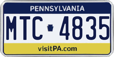 PA license plate MTC4835