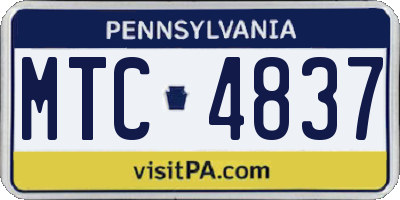 PA license plate MTC4837