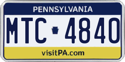 PA license plate MTC4840
