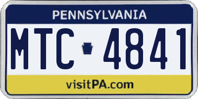 PA license plate MTC4841